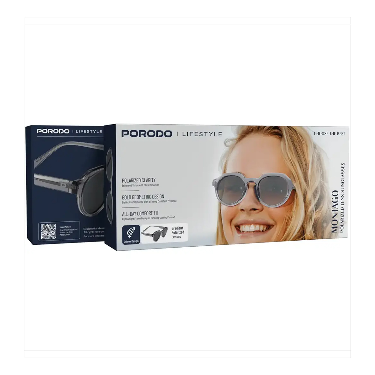 Porodo Lifestyle Montage Polarized Lens Sun Glasses-Silver — image 2