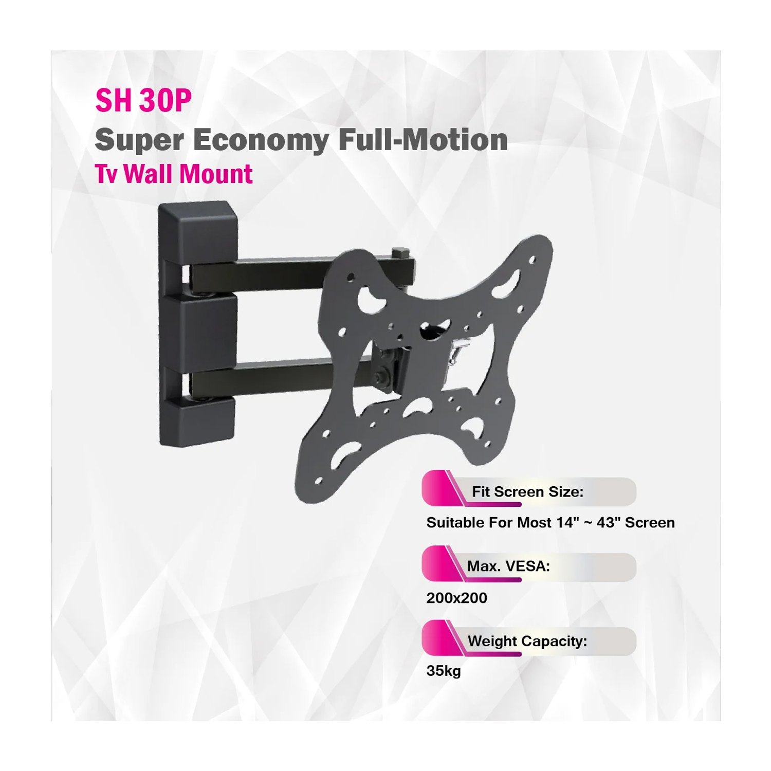 skill tech SH 30P Super Economy Full-Motion TV Wall Mount — image 4