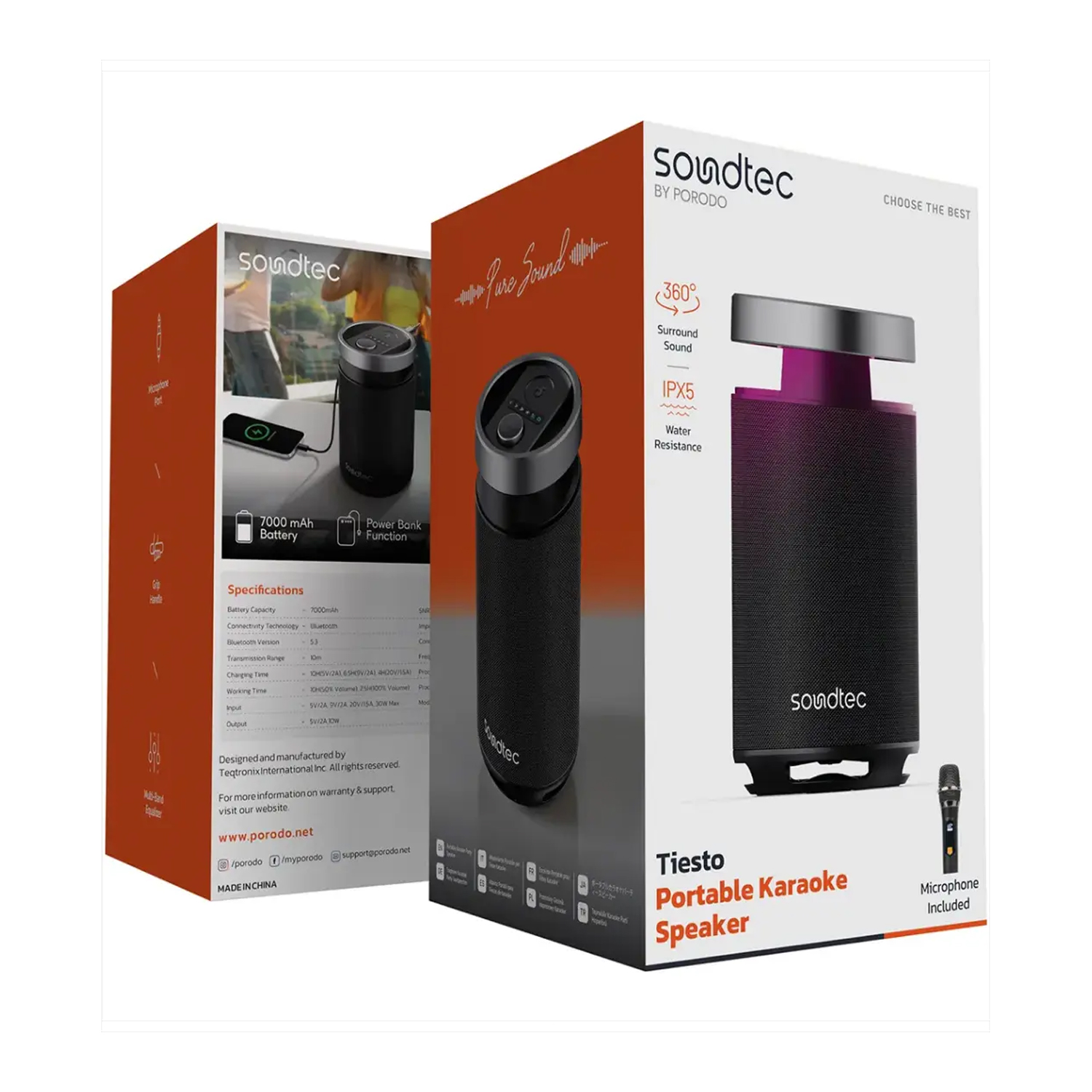 Porodo Soundtec Tiesto Portable Karaoke Speaker Blk — image 2
