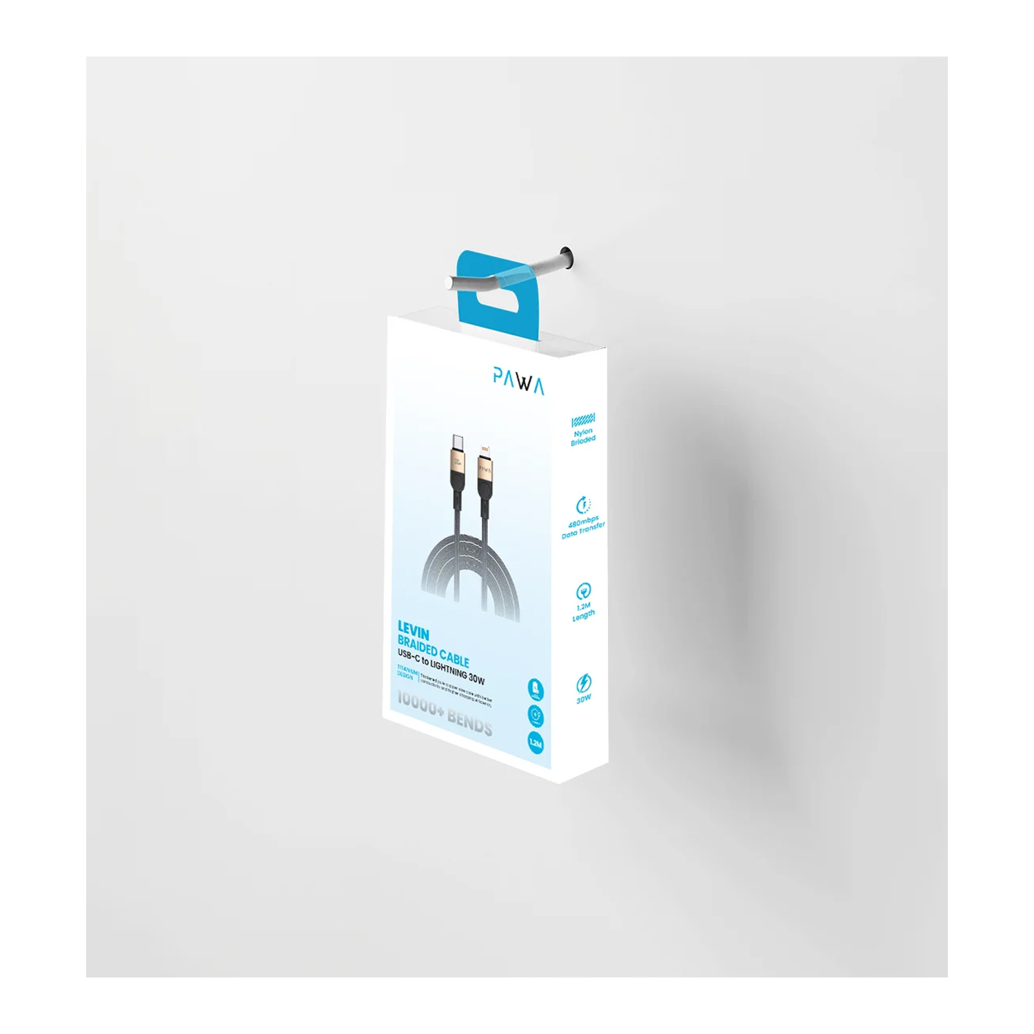 Pawa Levin USB C to Lightning Braided Cable 1.2M 30W Blk — image 2