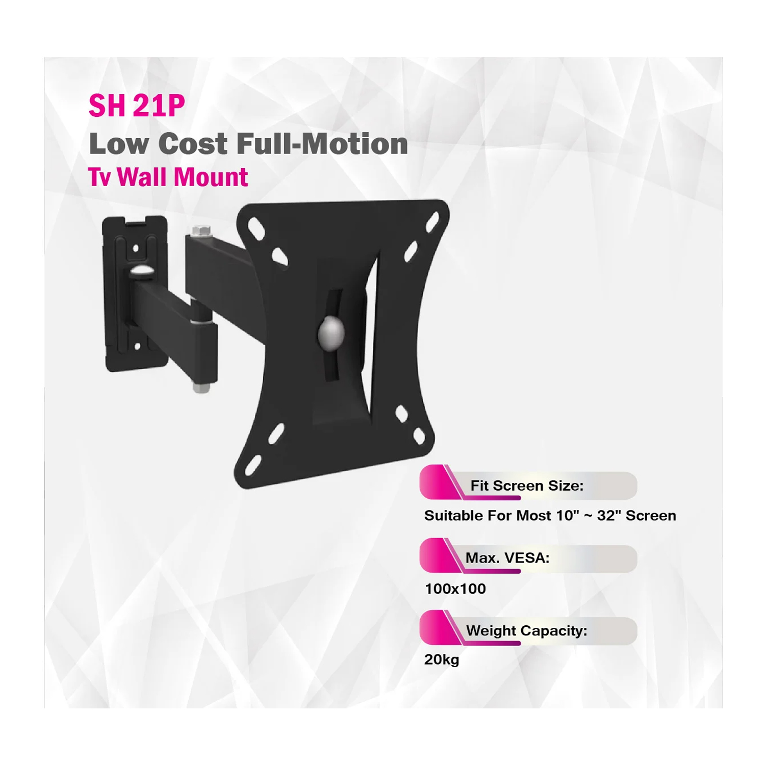 SKILL TECH SH 21P Low Cost Full-Motion TV Wall Mount — image 2