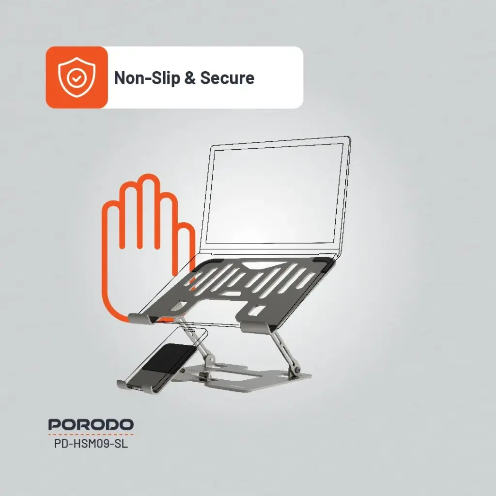 PORODO 2-in-1 Adjustable and Foldable Laptop with Mobile Stand PD-HSM09-SL — image 2