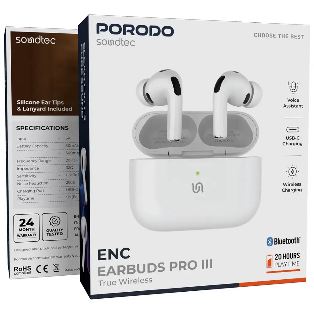 Porodo SoundTec AirPods Pro 3 ENC True Wireless Earbuds — image 2