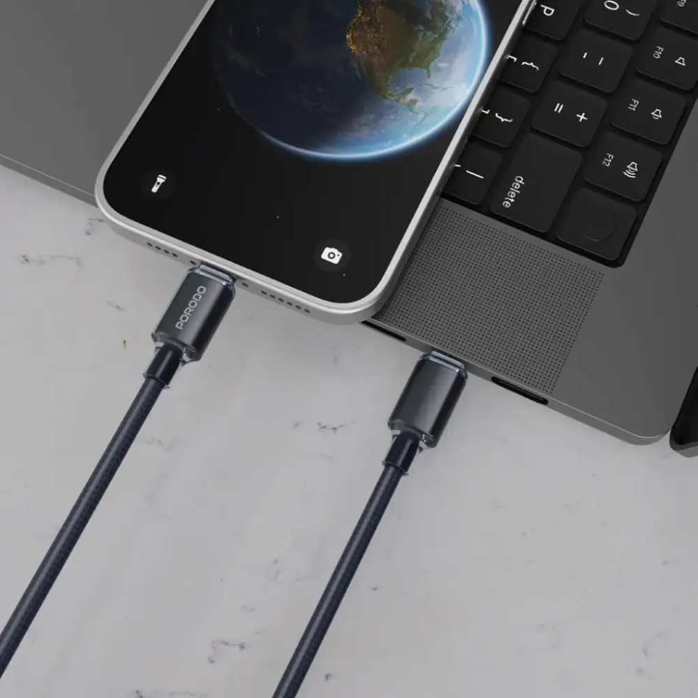 Porodo USB C to Lightning Braided Cable Blk PDCBL0037BK — image 2