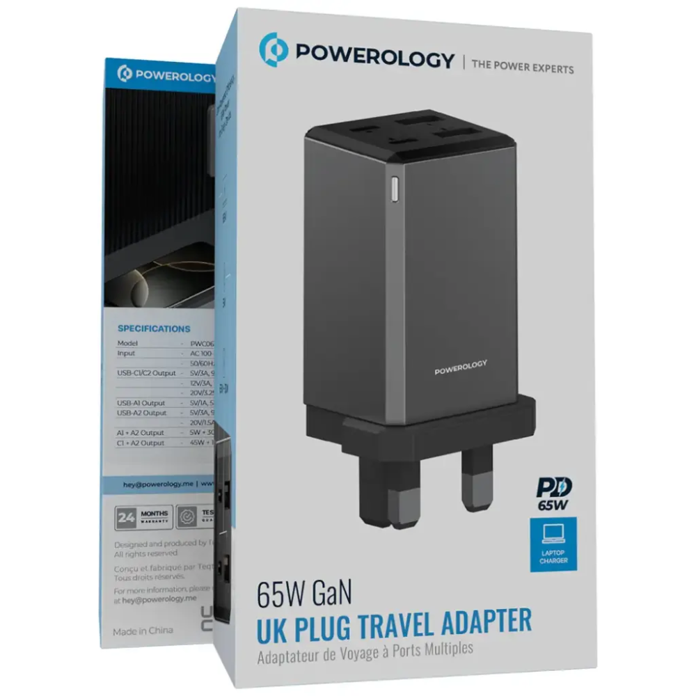 Powerology 65W GAN Multi Port Travel Adapter PWCUQC063GR — image 2