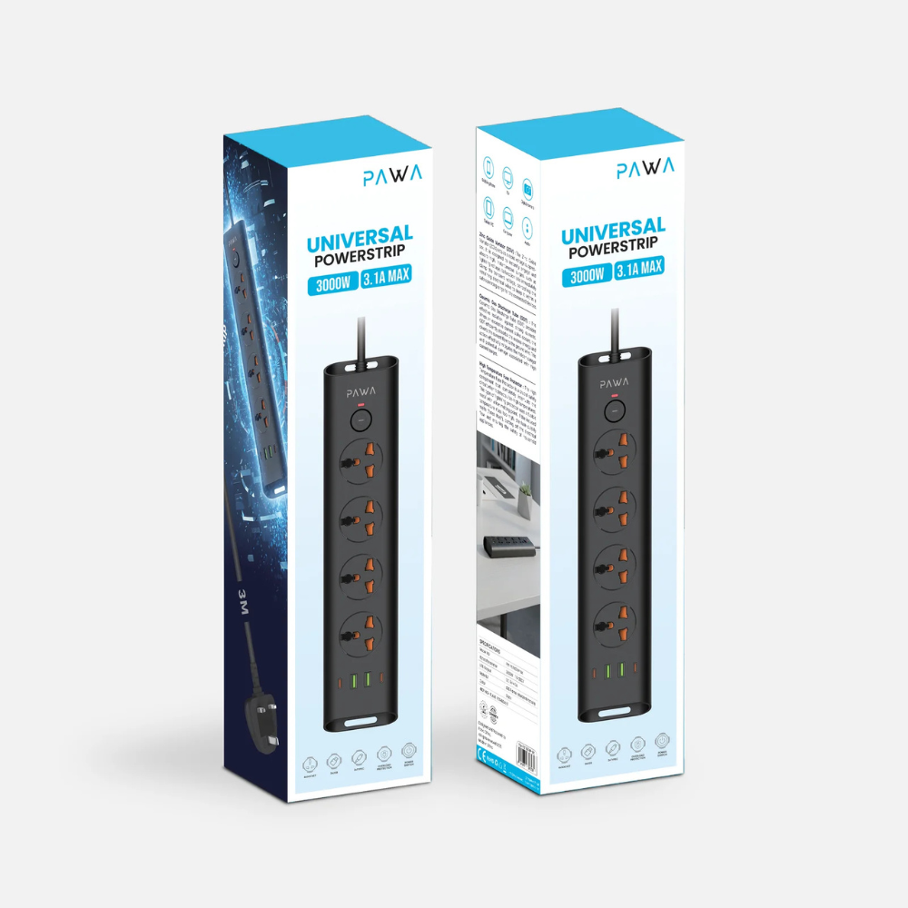 Pawa Universal Powerstrip 3000W 3.1A Black PW-PSTN314P — image 2