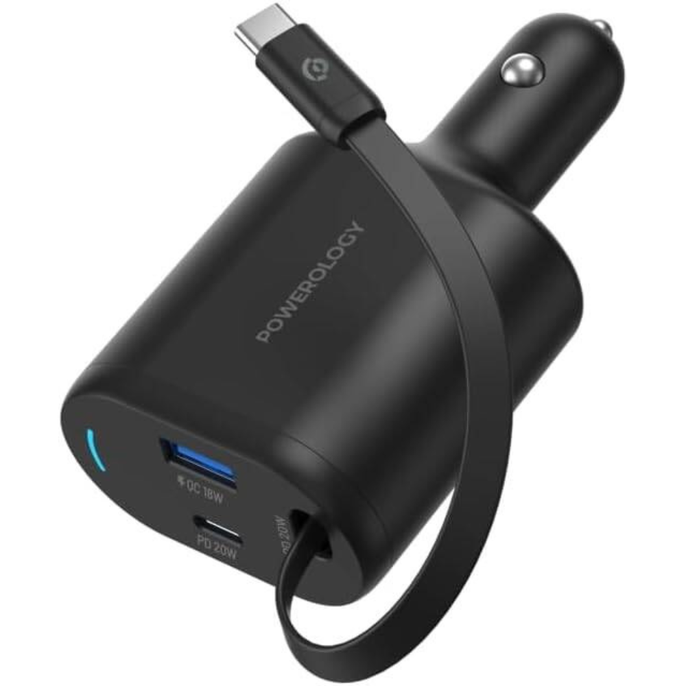 Powerology Type C Retractable Car Charger 20W PCCSR018 — image 1