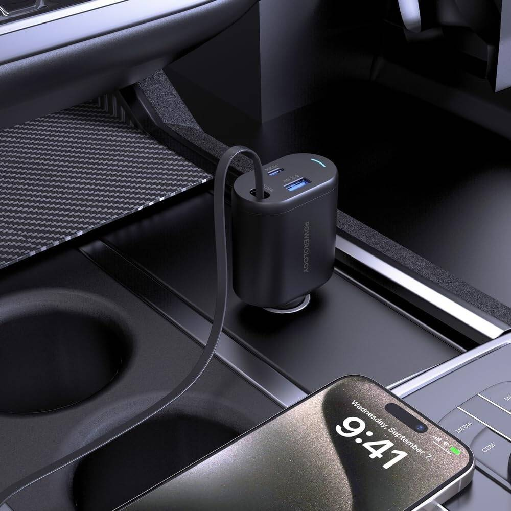 Powerology Type C Retractable Car Charger 20W PCCSR018 — image 3