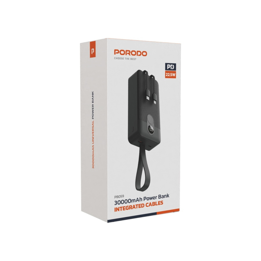 Porodo 30000 mAh Power Bank PD 22.5W with Integrated Cables PBFCH059 — image 2