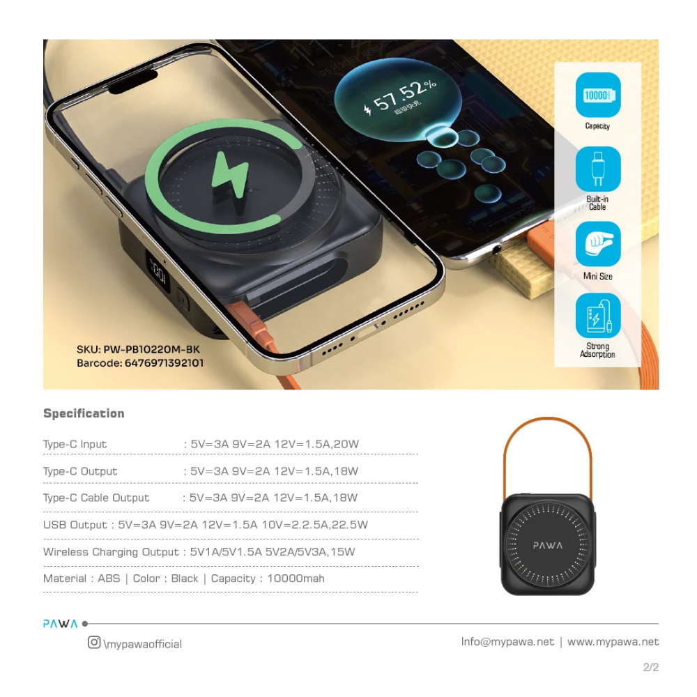 Pawa Mag Mini MagSafe 10000 mAh Power Bank PB10220M — image 2