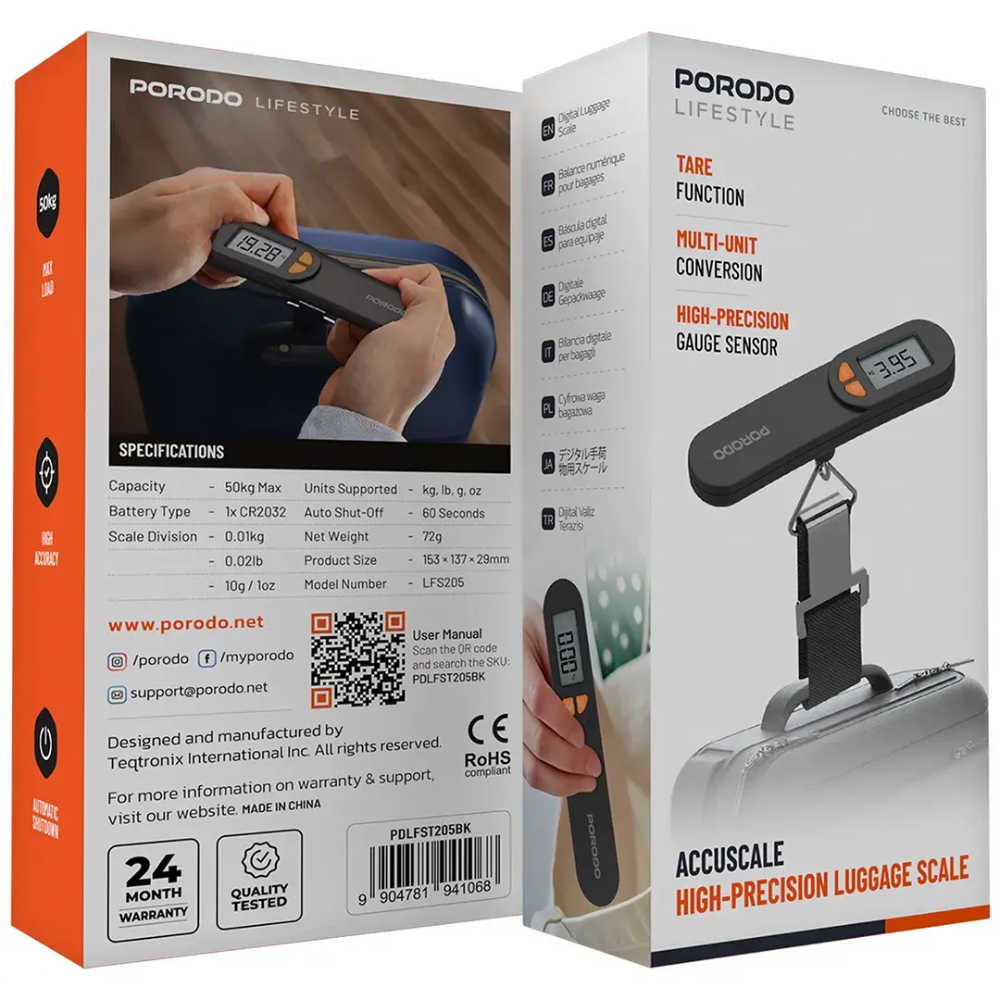 Porodo Lifestyle Accuscale High-Precision Luggage Scale - Black PDLFST205BK — image 2