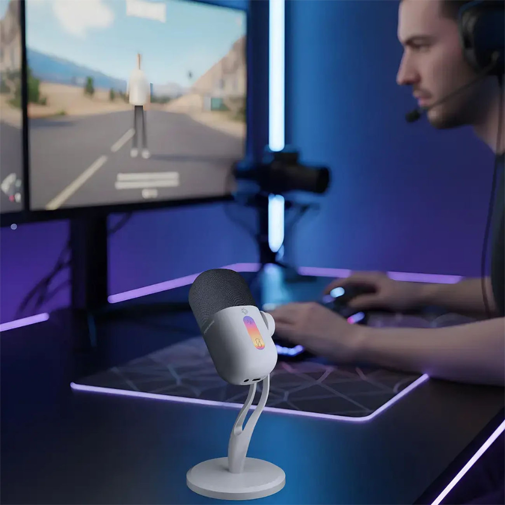 Porodo Gaming Elyx USB Condenser Microphone with RGB Lights White PDX5MK06WH — image 3