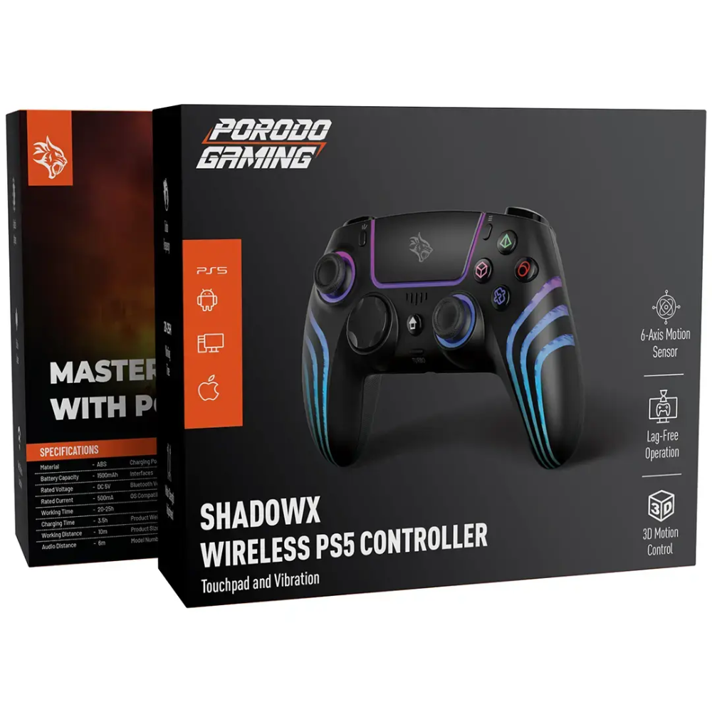 Porodo Gaming Shadowx Wireless PS5 Controller with Touchpad & Vibration PDX641BK — image 3