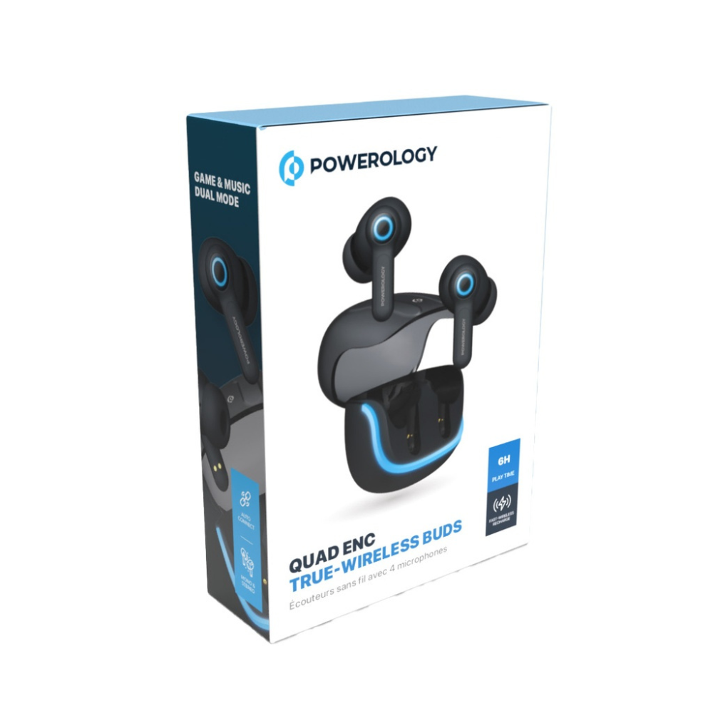 Powerology Quad ENC True Wireless Buds Black PWLAU005BK — image 2