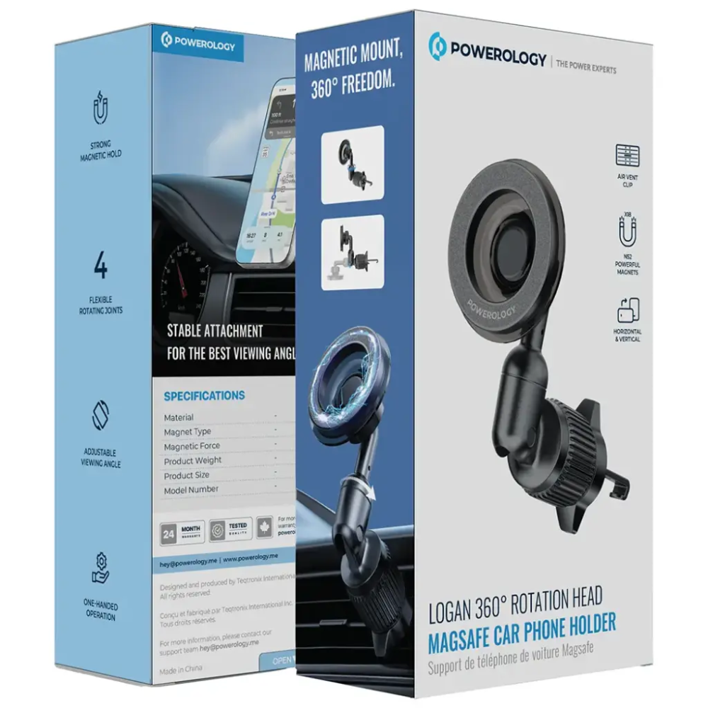 Powerology Logan 360° Rotation Head MagSafe Car Phone Holder - Black PWS16BK — image 2