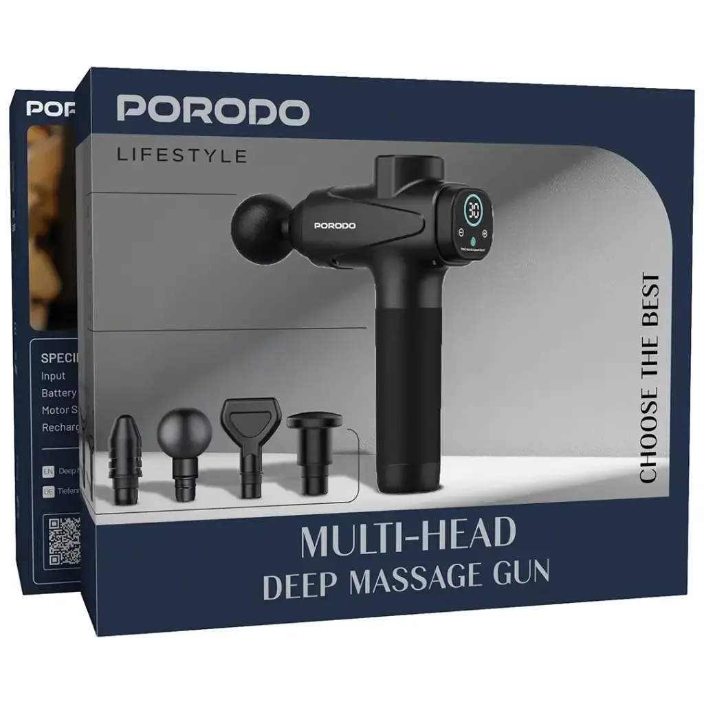 Porodo Lifestyle Multi-Head Deep Massage Gun Black - Ultimate Muscle Relief — image 4