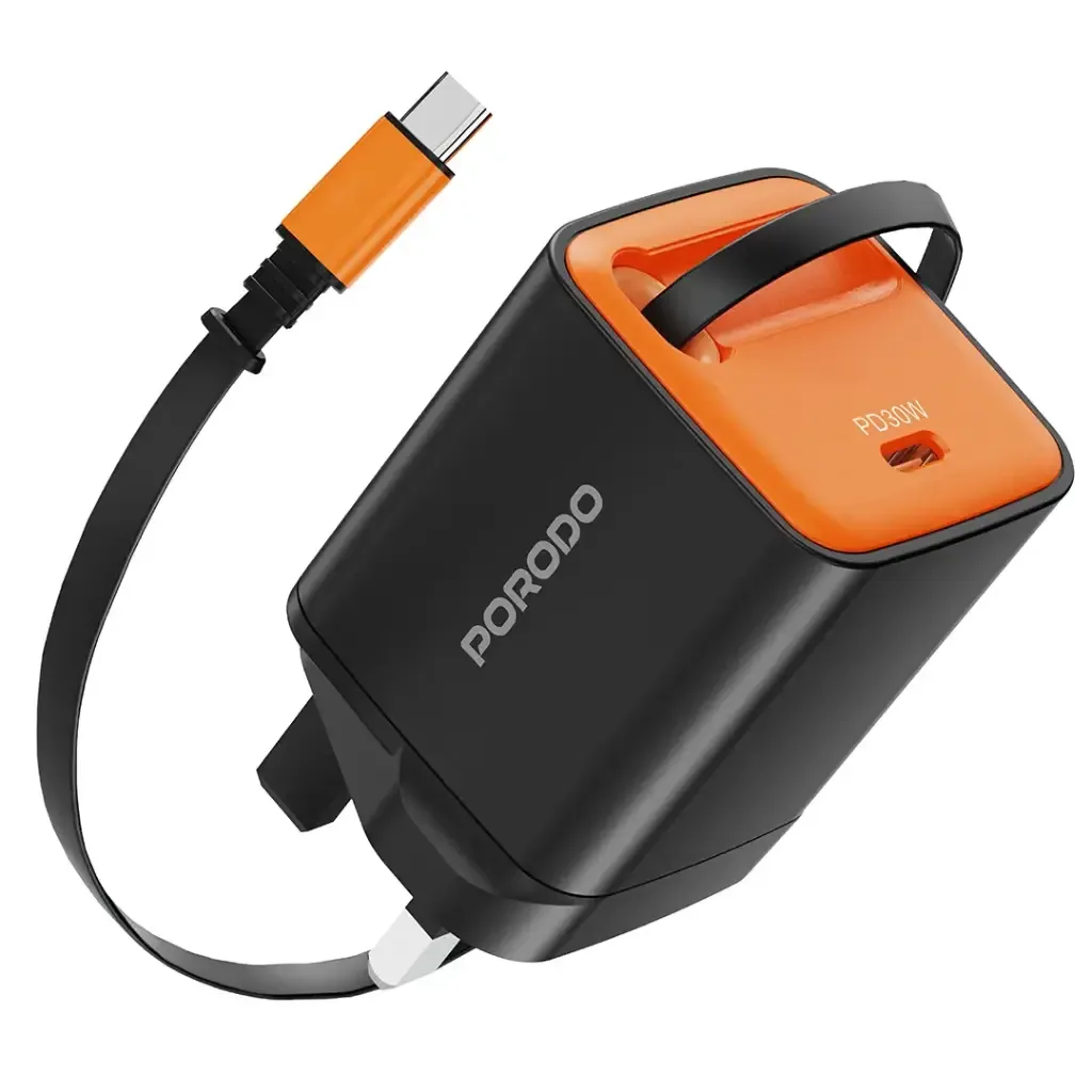 Porodo Tezpatro 30 W Pd Gan Charger with Retractable Usb C Cable — image 1