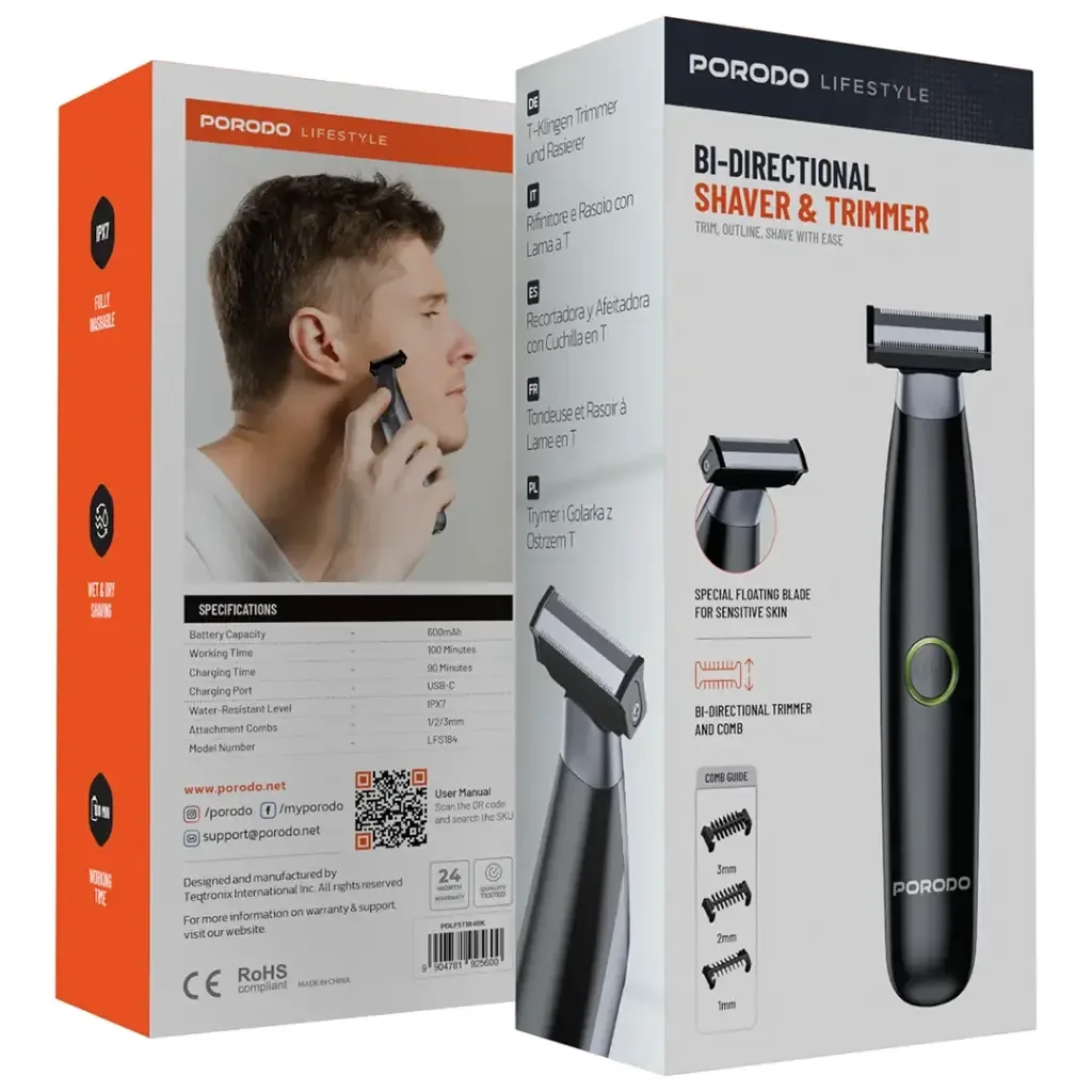 Porodo Lifestyle BI Directional Shaver and Trimmer Black PDLFST184BK — image 2