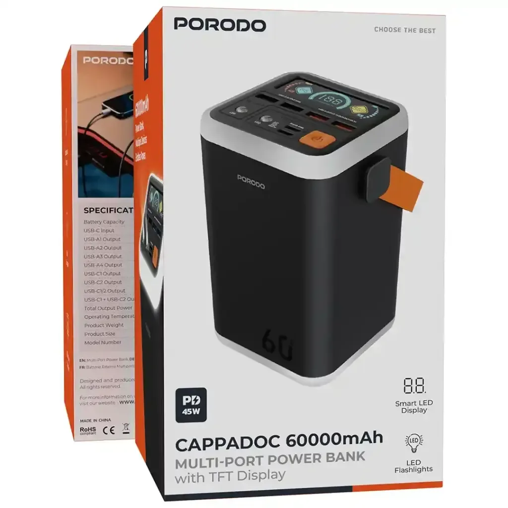 Porodo Cappadoc 60000mAh Multi-Port Power Bank with TFT Display — image 3