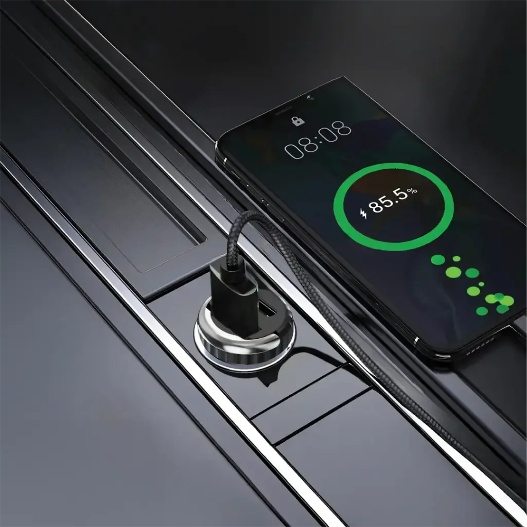 Porodo Dual Port Transparent Car Charger with USB C to USB C Cable — image 5