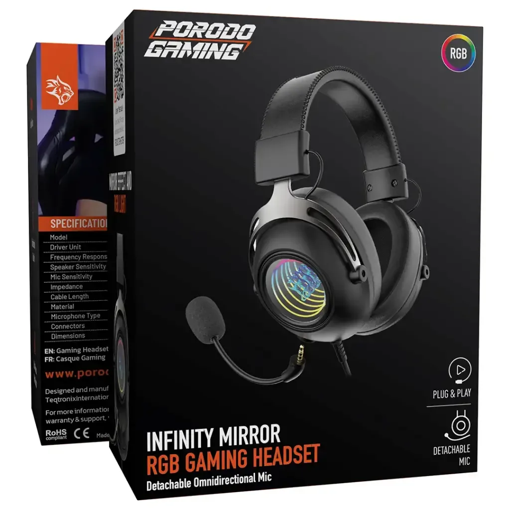Porodo Infinity Mirror RGB Gaming Headset Plug and Play — image 3