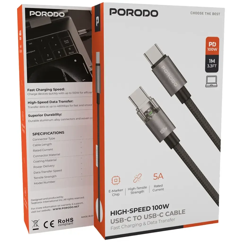 Porodo 100 W Usb C to Usb C Cable 1 M — image 3