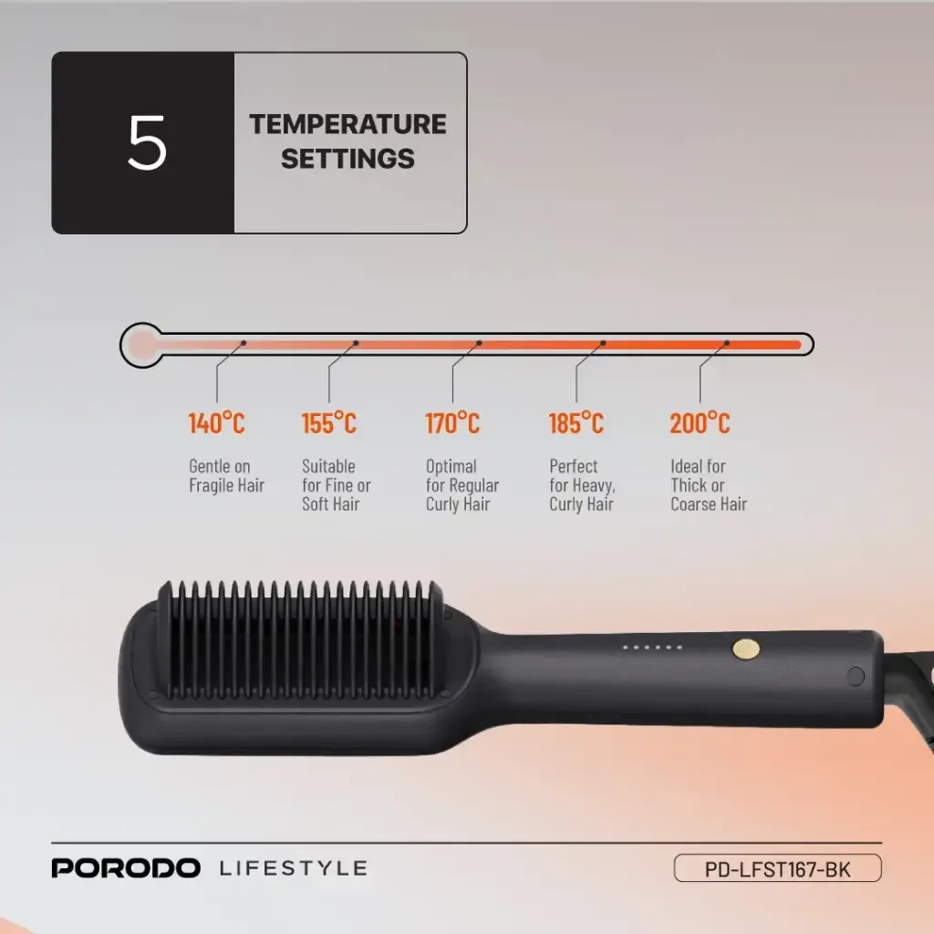 Porodo Lifestyle Electric Heated Hair Straightener COMB,PD-LFST167-BK — image 3