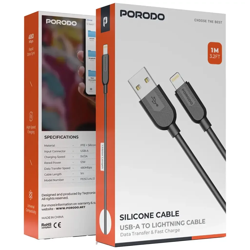 Porodo Silicon Usb a To Lightning Cable 1 M — image 2