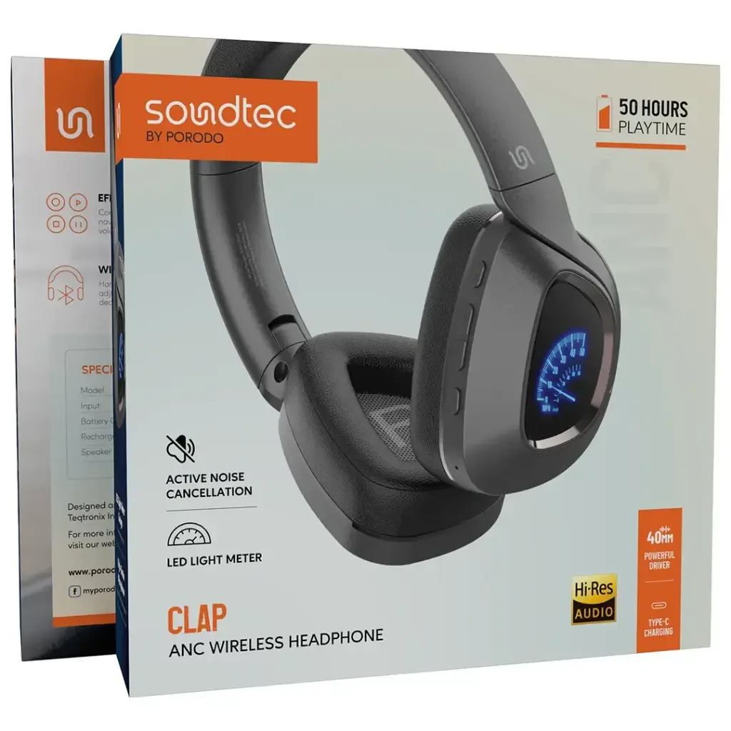 Soundtec Clap ANC Wireless Headphone LED Light Meter — image 3