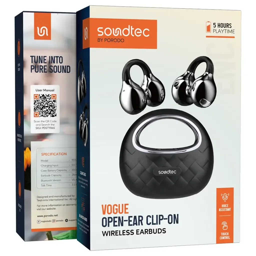 Porodo Soundtec Vogue Open Air Clip on Wireless Earbuds — image 2