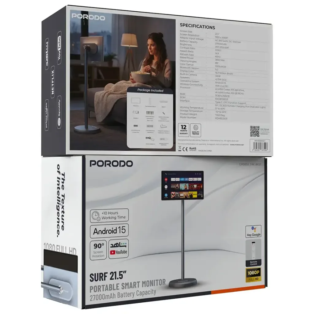Porodo Surf 21.5" Smart Screen with Stand Android 27000 mAh — image 4