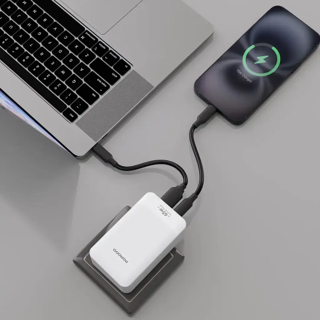 Porodo Terra Charge 65W GaN Dual Port Fast Charger (USB-C + USB-A) – Compact Power Adapter — image 3