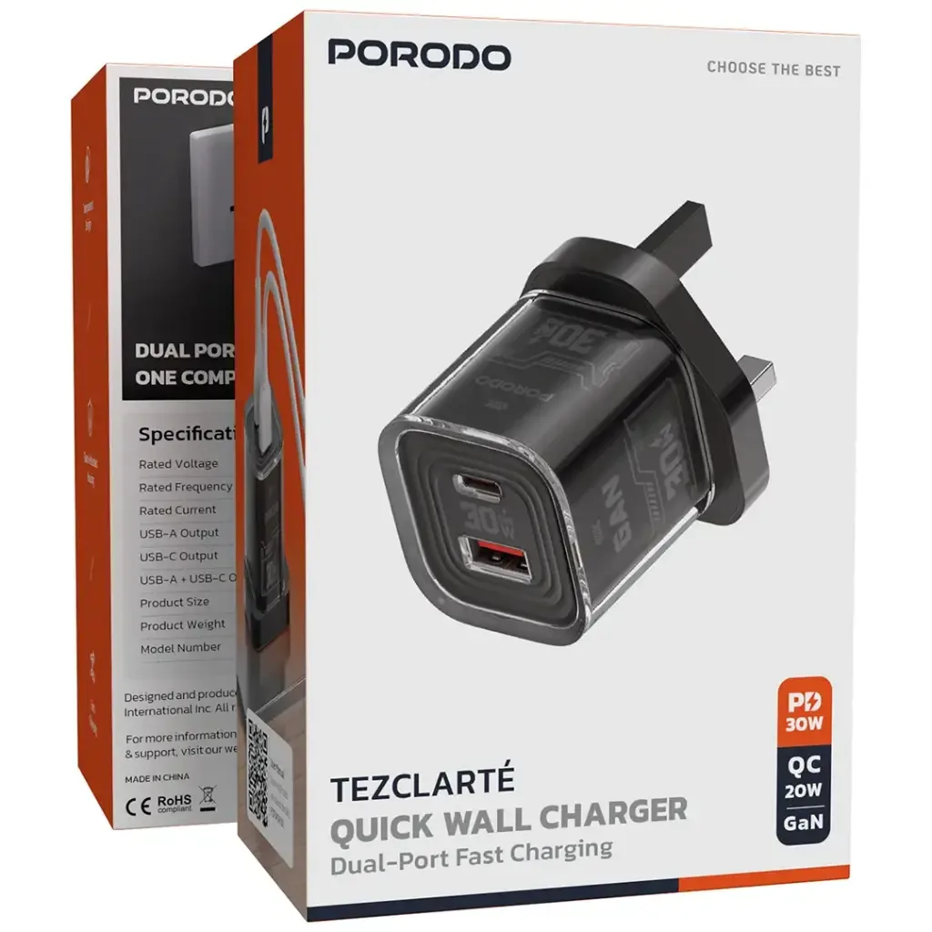 Porodo Tezclarte Dual Port Quick Wall Charger — image 3