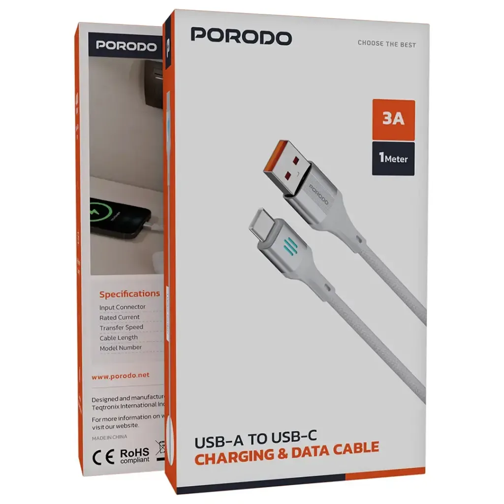 Porodo Silicon USB A to USB C Cable 1M — image 2
