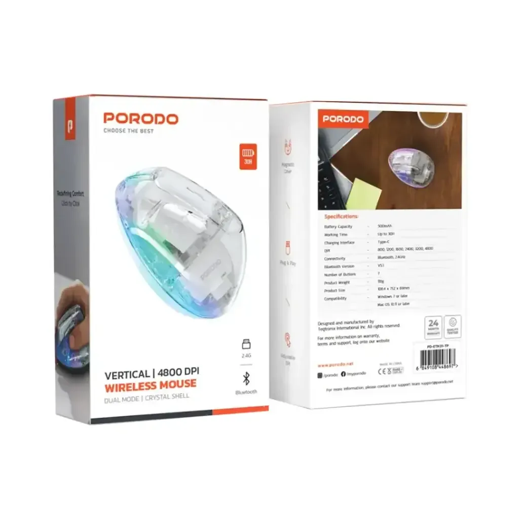 Porodo Vertical Wireless Mouse Powerful 4800 DPI Ergonomic - Ultimate Comfort — image 3