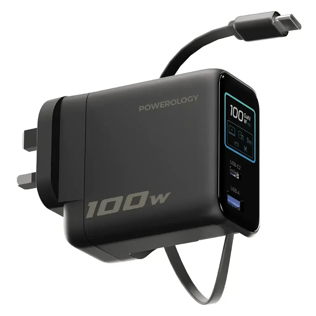 Powerology 100W AI TFT Adapter Retractable Type C Cable — image 2
