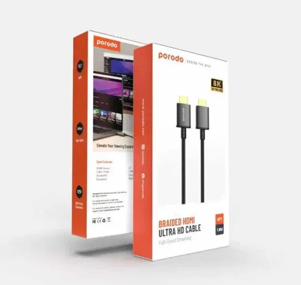 Porodo 8K HDMI Cable – Premium Ultra-HD Braided 2M Performance — image 2