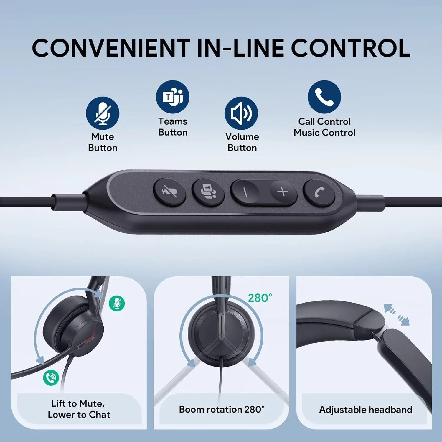 Yealink UH44 Dual Wired Headphone – Professional USB Headset for Office & Calls — image 3