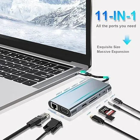 Genuine 11 in 1 Docking Station USB HDMI LAN USB-C PD TF SD — image 2
