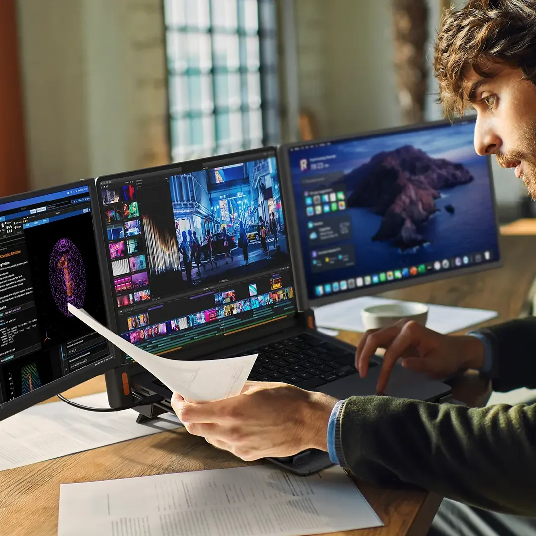 Powerology Dual Screen Portable Monitor 12"–17.3" Single Wire Connection — image 2