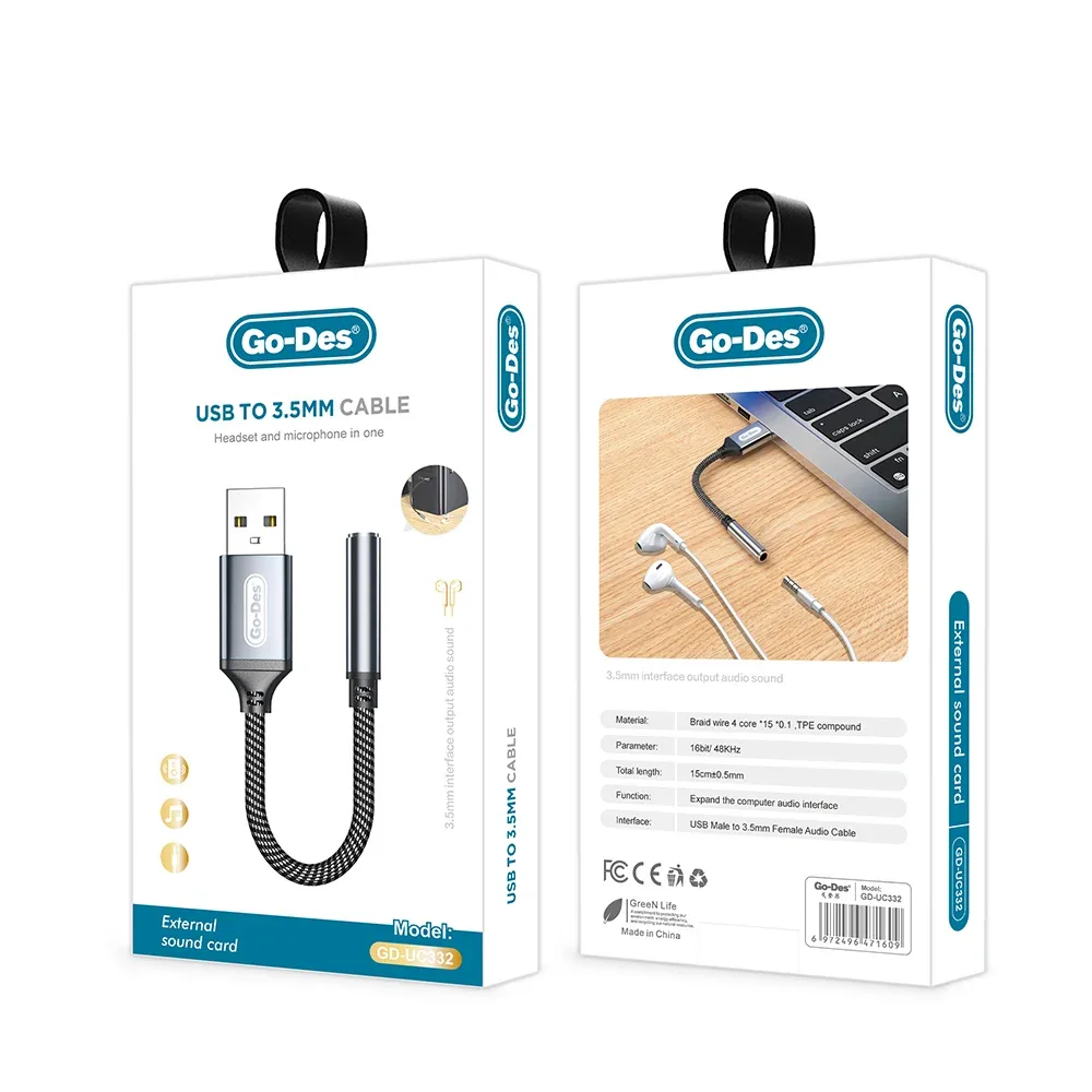 GO DES USB to 3.5mm Cable GD-UC332 - Genuine Audio Adapter Cable — image 2