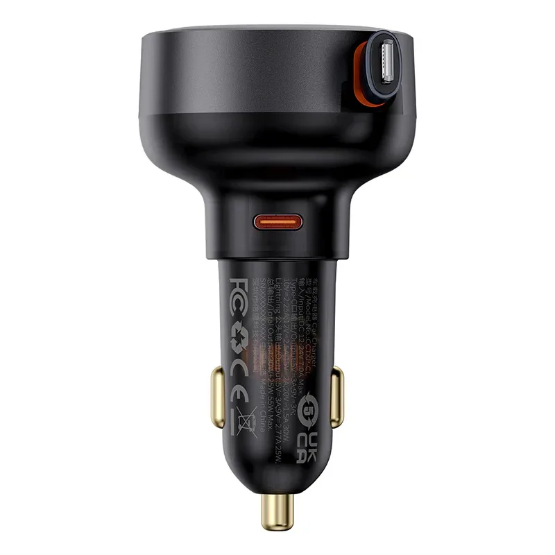 BASEUS Car Charger 55W Retractable Lightning Cable BA.C00057803111-00.BK – Genuine Fast Charger — image 3