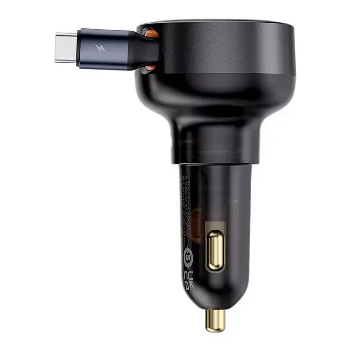 BASEUS Car Charger C+ Retractable C or IP Cable 60W BA.C00057802111-00.BK - Genuine Fast Charger — image 4