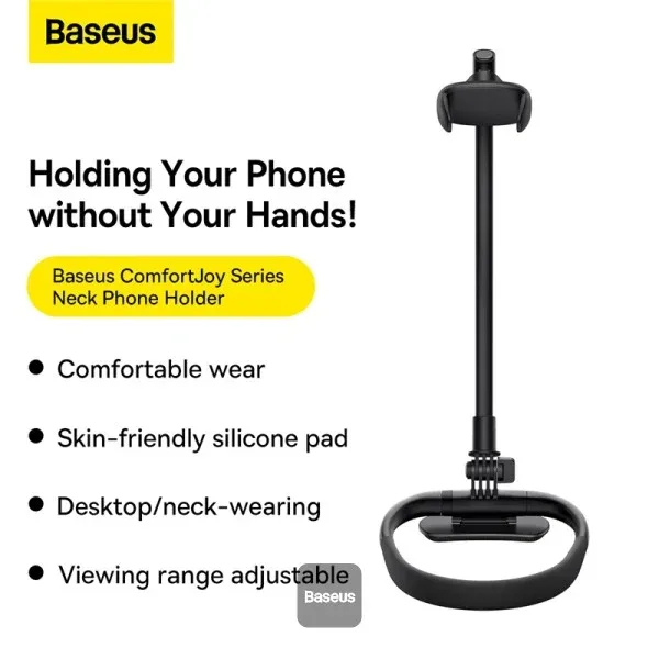BASEUS ComfortJoy Series Neck Phone Holder BA.LUGB000001.BK - Genuine Handsfree Phone Stand — image 3