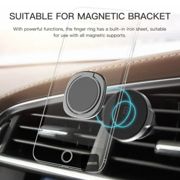 BASEUS Privity Ring Phone Car Holder 180° Rotation BA.SUMQ-0S.SL – Genuine Metal Phone Ring Holder — image 4