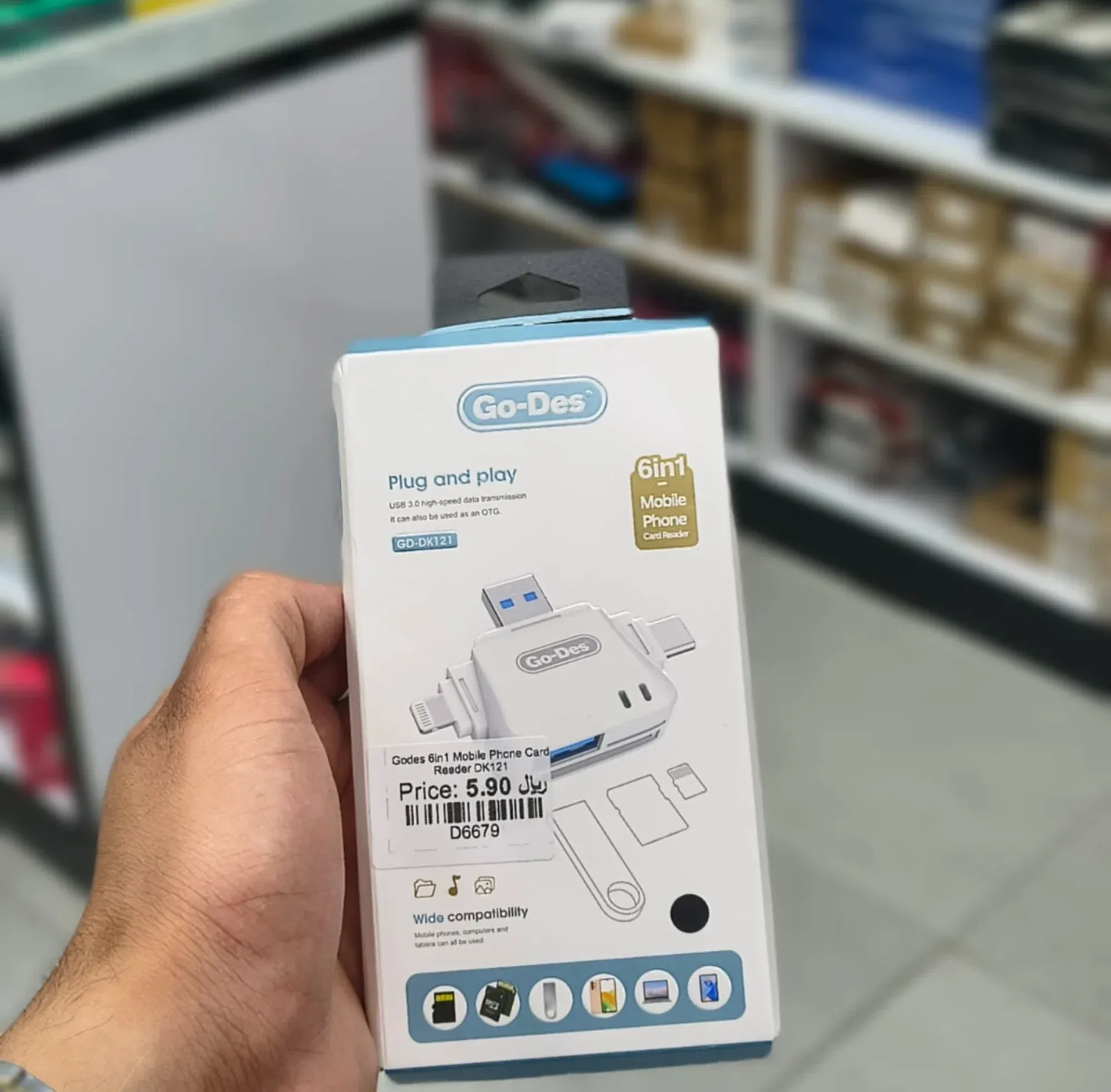 GO DES 6 In 1 Mobile Phone Card Reader GD-DK121 - Multi Function Memory Card Reader — image 4