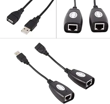 USB Male Female Adapter with RJ45 Extension - USB Network Extension Adapter — image 1