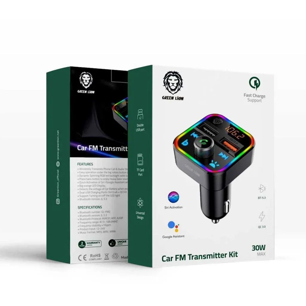 GREEN LION CAR FM 30W TRANSMITTER KIT GL-FM2 – Powerful Bluetooth Car Transmitter — image 2