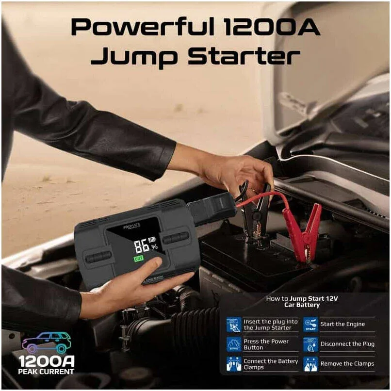 Green Lion 12V Jump Starter & Air Compressor GJS05 – Powerful Emergency Car Tool — image 2