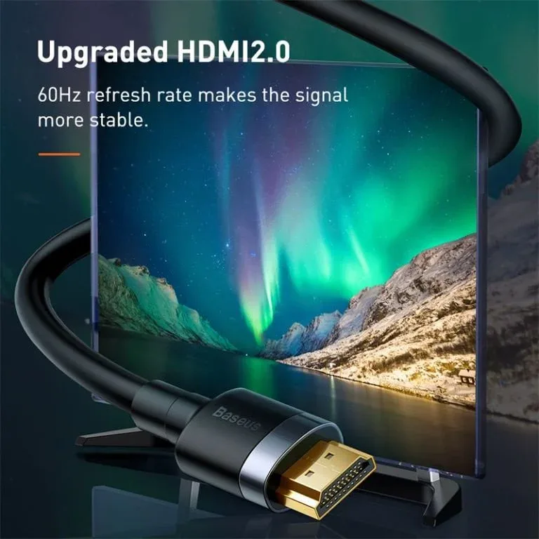 BASEUS Cafule 3M 4K HDMI Male to HDMI Male Cable BA.CADKLF-G01.BK - Genuine High-Speed HDMI Cable — image 4